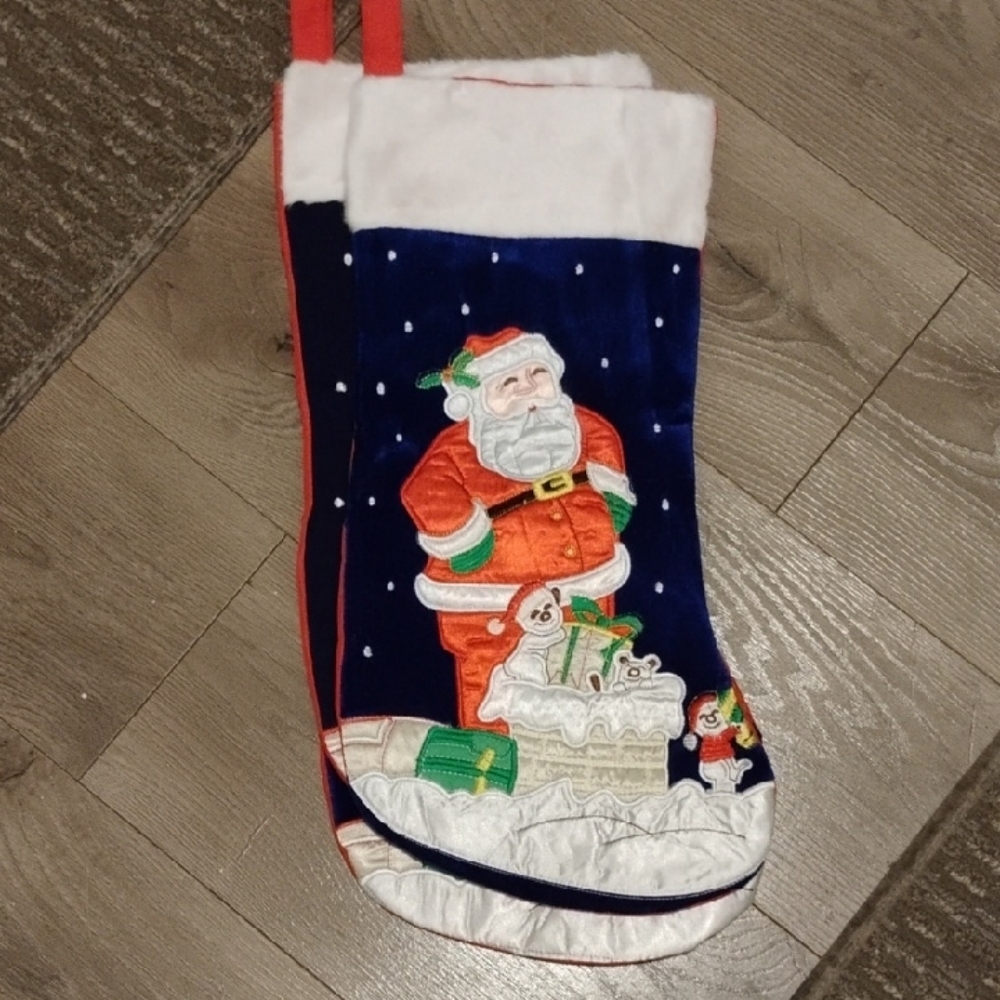 Festive 3PK Santa 🎅🏽 Christmas Stocking - Blue 💙 ♥️Red - Picture 2 of 3